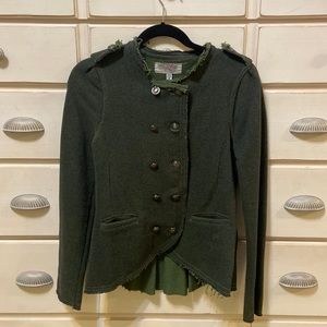 Distressed ecoté green military jacket